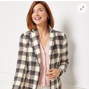 Talbots Black and Cream Checkered Blazer